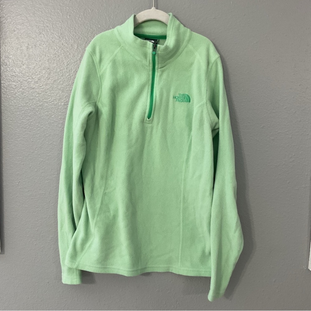 The North Face womens XSmall mint pastel green quarter zip pullover fleece sweat